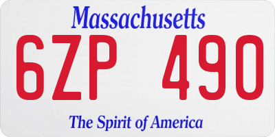 MA license plate 6ZP490