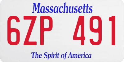 MA license plate 6ZP491