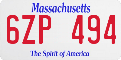 MA license plate 6ZP494