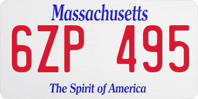 MA license plate 6ZP495