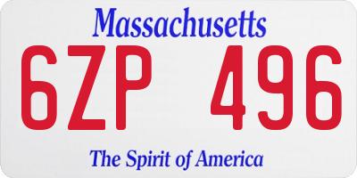 MA license plate 6ZP496