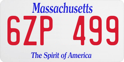 MA license plate 6ZP499
