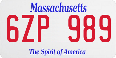 MA license plate 6ZP989