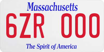 MA license plate 6ZR000