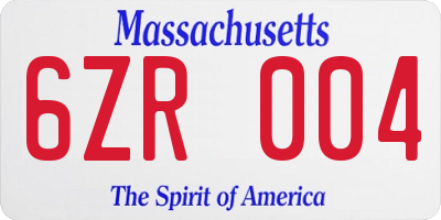 MA license plate 6ZR004