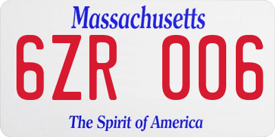 MA license plate 6ZR006