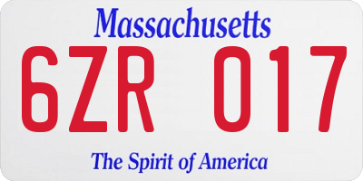 MA license plate 6ZR017