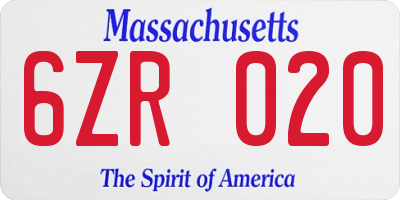 MA license plate 6ZR020