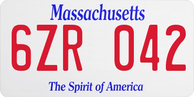 MA license plate 6ZR042