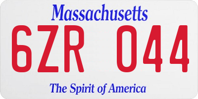 MA license plate 6ZR044