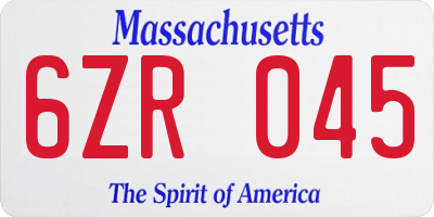 MA license plate 6ZR045