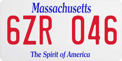 MA license plate 6ZR046