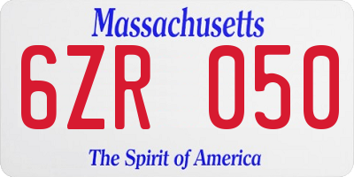 MA license plate 6ZR050