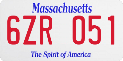 MA license plate 6ZR051