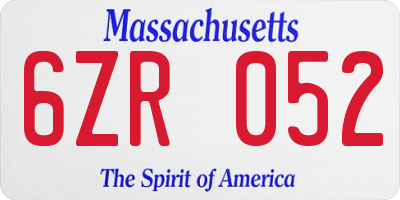 MA license plate 6ZR052