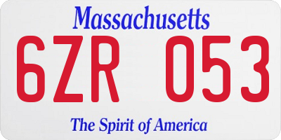 MA license plate 6ZR053