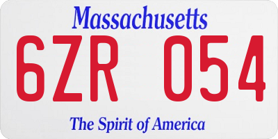 MA license plate 6ZR054