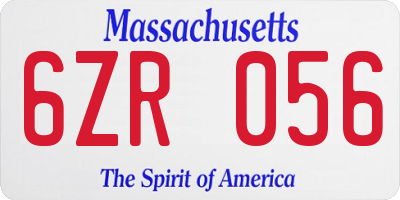 MA license plate 6ZR056