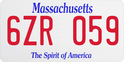 MA license plate 6ZR059