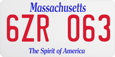 MA license plate 6ZR063