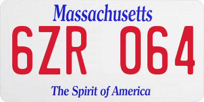 MA license plate 6ZR064