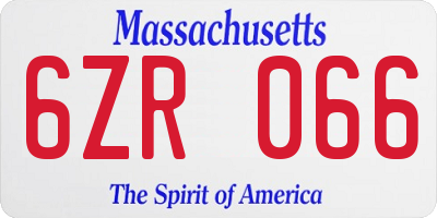 MA license plate 6ZR066