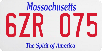 MA license plate 6ZR075