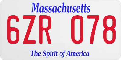 MA license plate 6ZR078