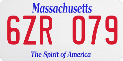 MA license plate 6ZR079