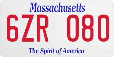 MA license plate 6ZR080