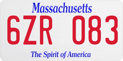 MA license plate 6ZR083