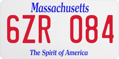 MA license plate 6ZR084