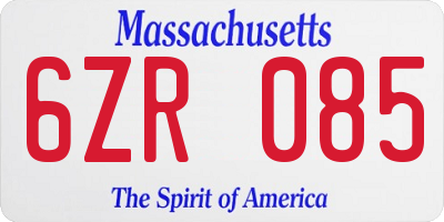 MA license plate 6ZR085