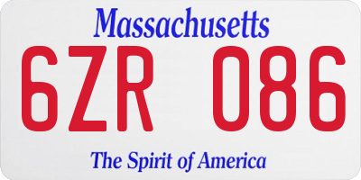 MA license plate 6ZR086