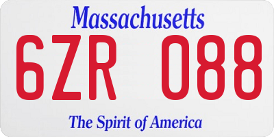 MA license plate 6ZR088