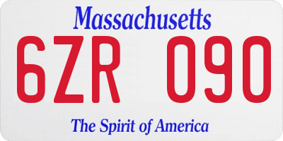MA license plate 6ZR090