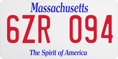 MA license plate 6ZR094