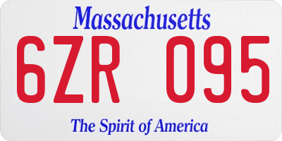 MA license plate 6ZR095