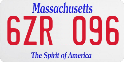 MA license plate 6ZR096