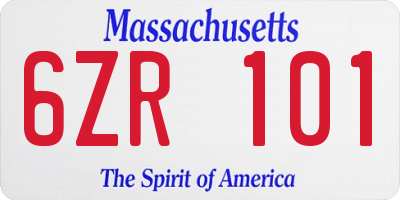 MA license plate 6ZR101