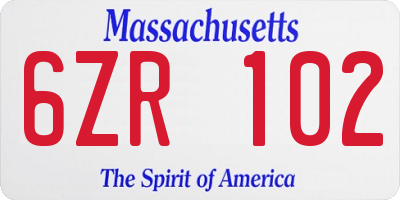 MA license plate 6ZR102