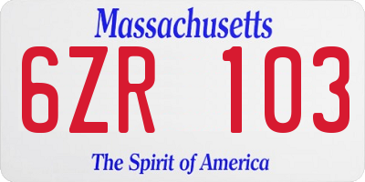 MA license plate 6ZR103