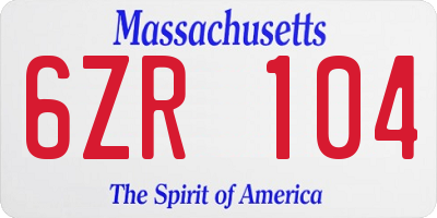 MA license plate 6ZR104