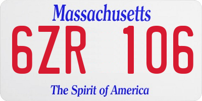 MA license plate 6ZR106
