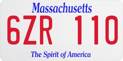 MA license plate 6ZR110