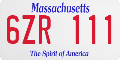 MA license plate 6ZR111