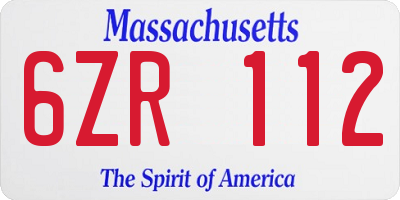 MA license plate 6ZR112