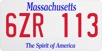 MA license plate 6ZR113