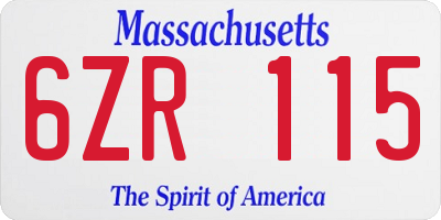 MA license plate 6ZR115