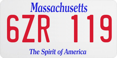 MA license plate 6ZR119